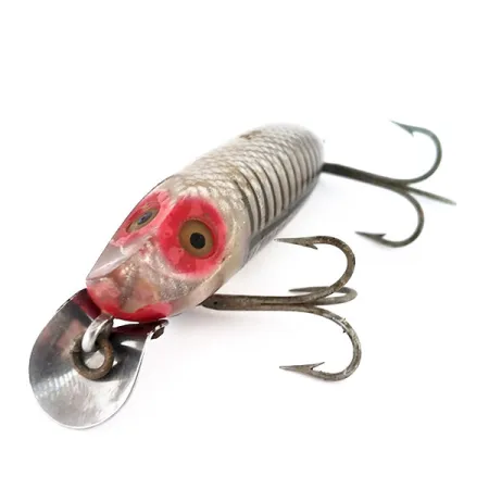 Vintage Heddon River Runt Spook Floating #9400, 2/5oz Silver / Red fishing lure #9596