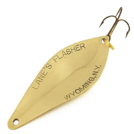 Vintage Lanes Tackle & Bait Lane's Flasher, 1/2oz Gold fishing spoon #9601