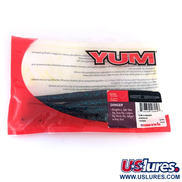 YUM Dinger soft bait 4 pcs, June Bug fishing #9612