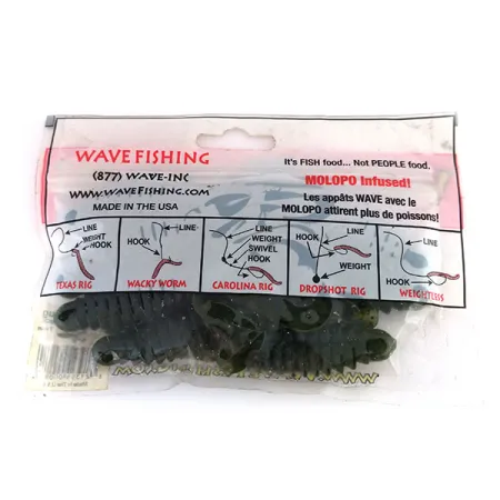 Wave Worms Swim Bug soft bait 7pcs, Watermelon / Black fishing #9615