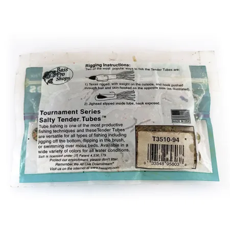 Bass Pro Shops Salty Tender Tubes soft bait 8pcs, Green Pumpkin fishing #9624