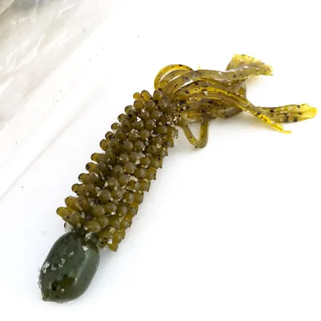 Vintage Bass Pro Shops Caterpillar Stud Tube soft bait 8pcs, Green Pumpkin fishing #9625