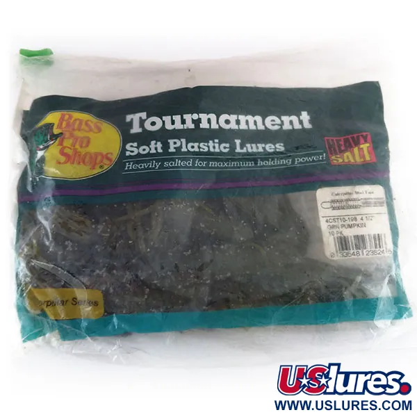 Vintage   Bass Pro Shops Caterpillar Stud Tube soft bait 8pcs,  Green Pumpkin fishing #9625