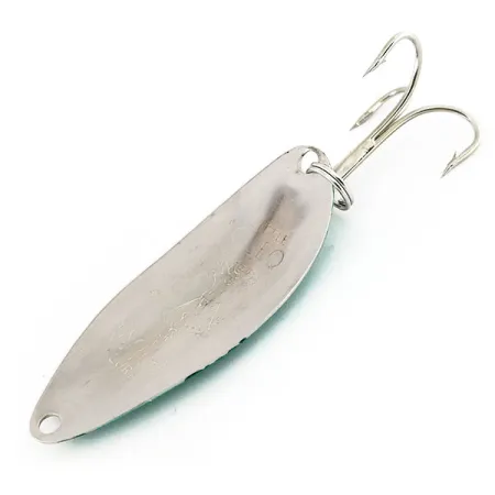 Vintage Seneca Little Cleo (Hula Girl) trolling spoon, 3/16oz Nickel / Green fishing spoon #9631