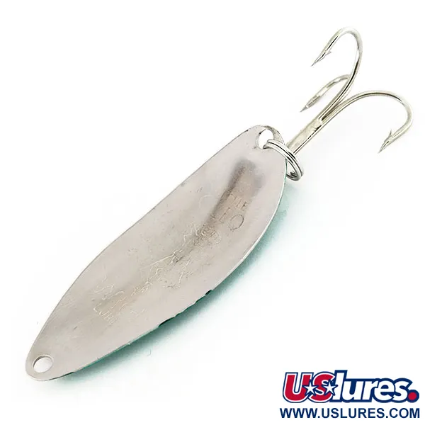 Vintage  Seneca Little Cleo (Hula Girl) trolling spoon, 3/16oz Nickel / Green fishing spoon #9631