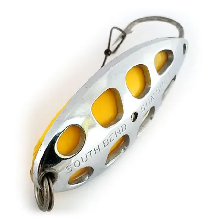 Vintage South Bend Sun Spot, 1/2oz Nickel / Yellow fishing spoon #9652