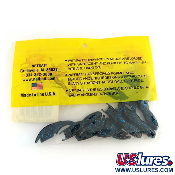 NetBait Tiny Paca Craw soft bait 4 pcs, Black Blue Flake fishing #9655