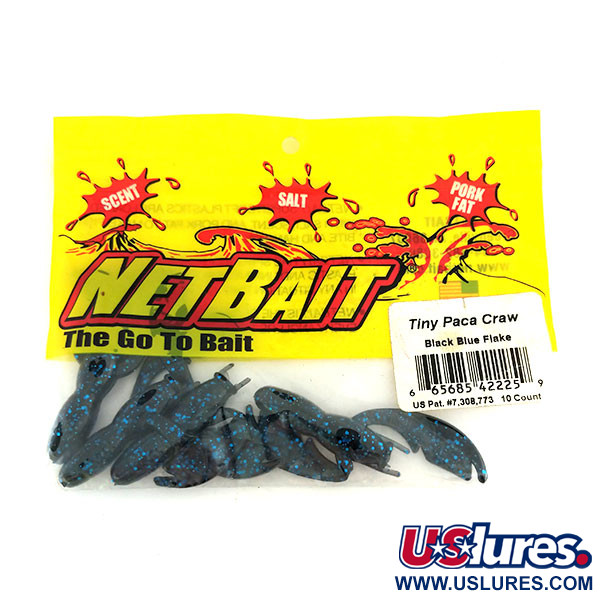 NetBait Tiny Paca Craw soft bait 4 pcs, Black Blue Flake fishing #9655