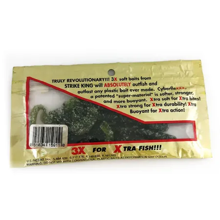 Vintage Strike King Ribbon Tail Worm soft bait 5pcs, fishing #9663