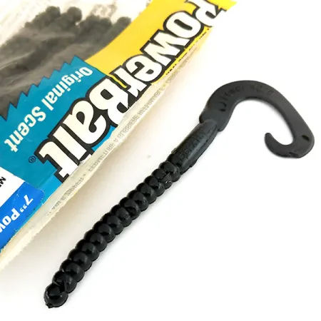 Vintage Berkley Powerbait Power Worm 5pcs soft bait, Black fishing #9665