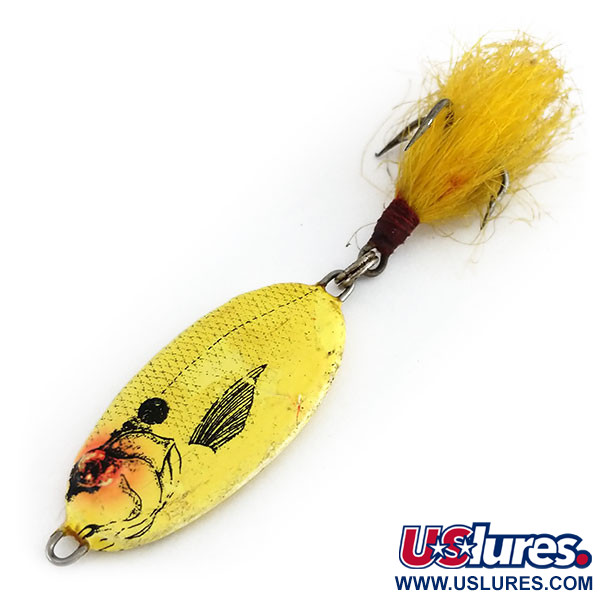 Vintage   Bomber Slab Spoon, 3/4oz Yellow fishing spoon #9707