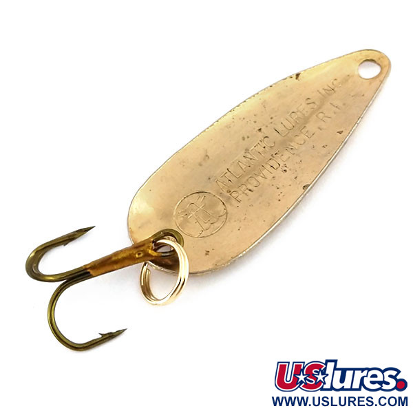 Vintage   Atlantic Lures, 3/16oz Hammered Brass fishing spoon #9715