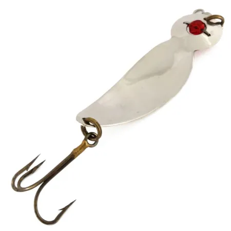 Vintage Gibbs One Eye Wiggler, 1oz Nickel / Red fishing spoon #9725