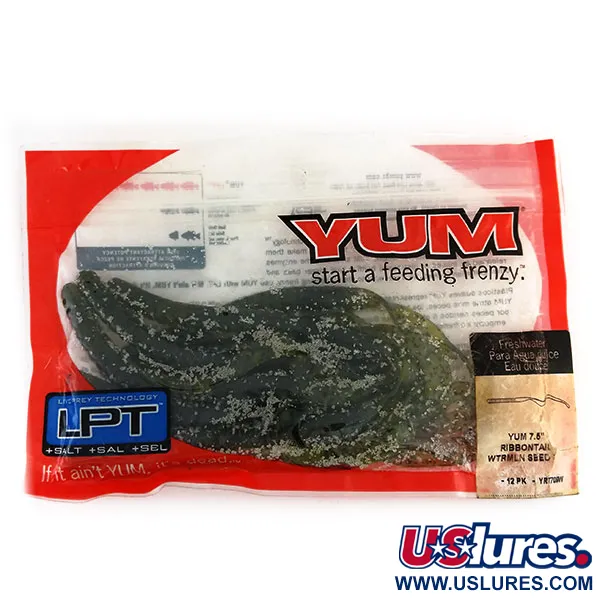 YUM Ribbontail soft bait 10pcs, Watermelon seed fishing #9737