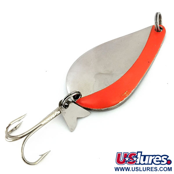 Vintage Acme K.O. Wobbler, 3/4oz Nickel / Orange fishing spoon #9763