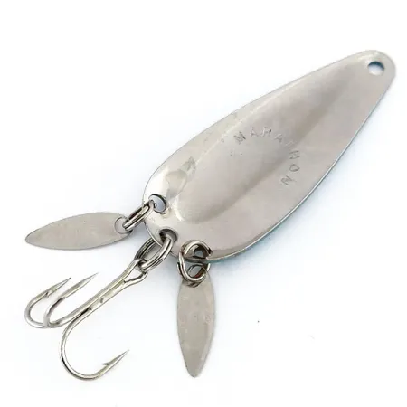 Vintage Marathon (with sonic blades), 2/5oz Nickel / Light Blue fishing spoon #9790