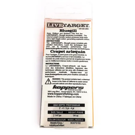 LiveTarget  Live Target Koppers BlueGill, 1/4oz fishing lure #9844