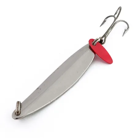 Vintage Bay de Noc Swedish pimple, 1/2oz Nickel / Green fishing spoon #9856