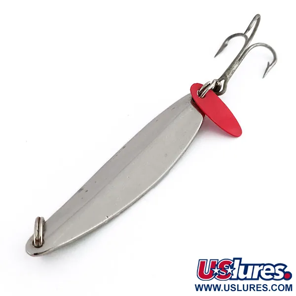 Vintage Bay de Noc Swedish pimple, 1/2oz Nickel / Green fishing spoon #9856