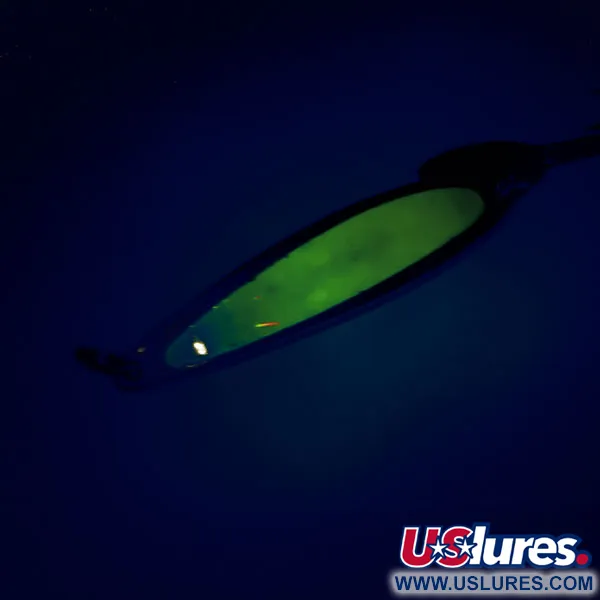 Vintage Bay de Noc Swedish pimple, 1/2oz Nickel / Green fishing spoon #9856