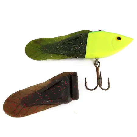 Vintage Berkley PowerBait Power Rattle (replaceable fins), 1/2oz Chartreuse fishing lure #9888