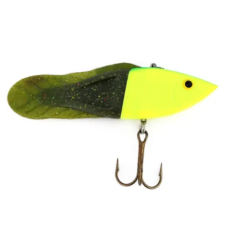 Vintage Berkley PowerBait Power Rattle (replaceable fins), 1/2oz Chartreuse fishing lure #9888