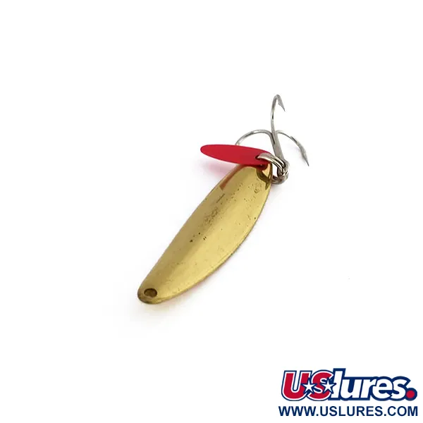 Vintage Bay de Noc Swedish pimple, 1/2oz Brass / Red fishing spoon #9902