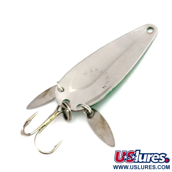 Vintage Marathon (with sonic blades), 2/5oz Green / Yellow / Nickel fishing spoon #9911