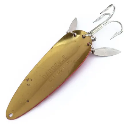 Vintage Eppinger Dardevle Klicker, 1oz Red / White / Brass fishing spoon #9928
