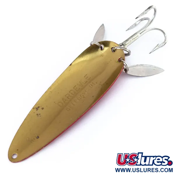 Vintage  Eppinger Dardevle Klicker, 1oz Red / White / Brass fishing spoon #9928