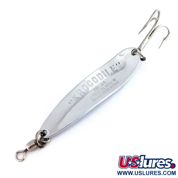 Vintage  Luhr Jensen Krocodile Die #4, 1/2oz Nickel fishing spoon #9933