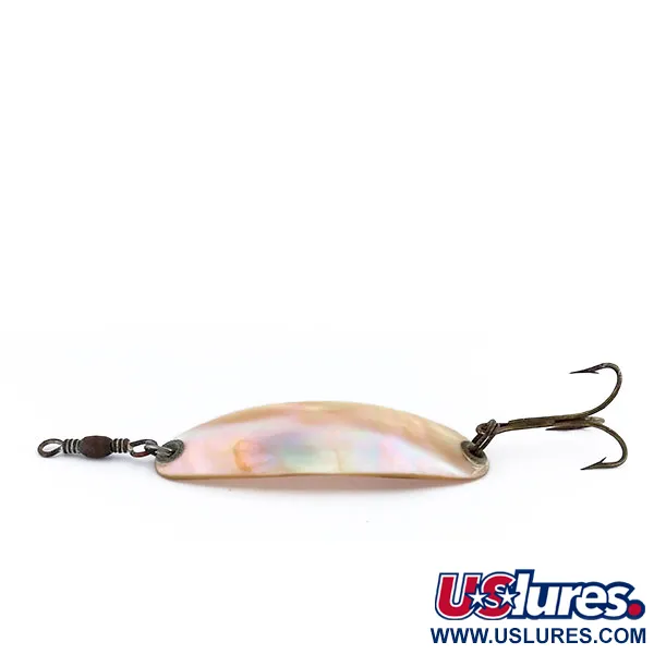 Vintage   Pflueger Wobbler Spoon, 1/3oz Solid Mother of Pearl fishing spoon #9949