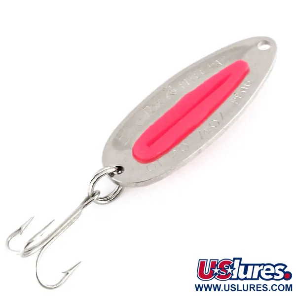 Vintage Blue Fox Pixee UV, 1/4oz Hammered Nickel / Pink fishing spoon #9973