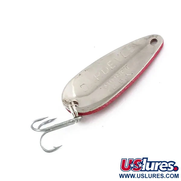 Vintage Eppinger Dardevle Midget, 3/16oz Red / White / Nickel fishing spoon #9975