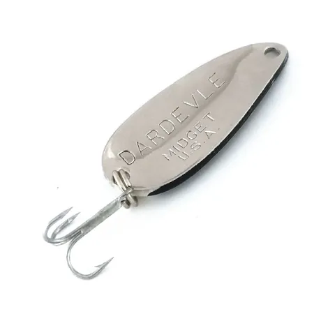 Vintage Eppinger Dardevle Midget, 3/16oz Black / White / Nickel fishing spoon #9978