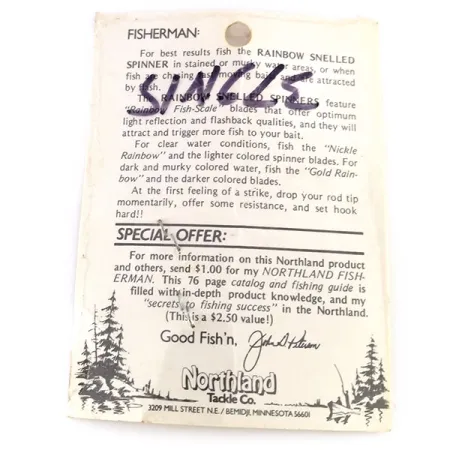 Northland tackle Rainbow Snelled Spinner, 1/16oz Chartreuse spinning lure #9999