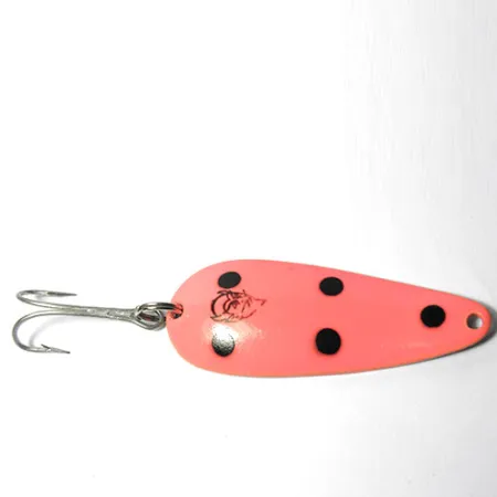 Vintage Eppinger Dardevle Imp, 2/5oz Fluorescent Orange / Black dots fishing spoon #0002